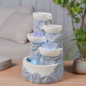 Fontana d'acqua - "Ganda" con 4 livelli di cascata (con illuminazione a LED) - Zen'Light