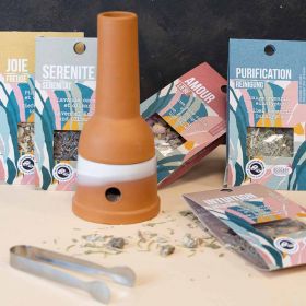 Ritueller Räuchergefäß in Alambik-Form aus Terrakotta - 18x8 cm - Die Räucherstäbchen der Welt