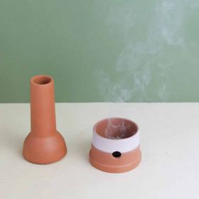 Ritueller Räuchergefäß in Alambik-Form aus Terrakotta - 18x8 cm - Die Räucherstäbchen der Welt