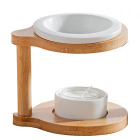 Duftbrenner mit Kerze aus Holz & Keramik, Serie "Simplicity" - RONDA - ZEN'Arômes