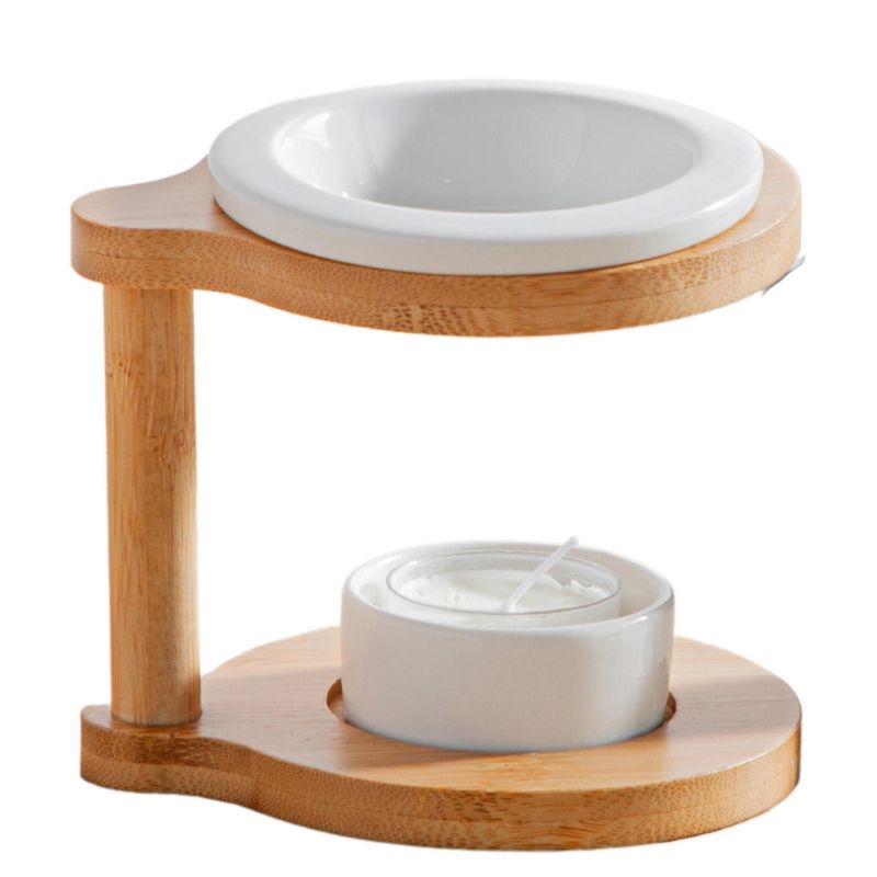 Duftbrenner mit Kerze aus Holz & Keramik, Serie "Simplicity" - RONDA - ZEN'Arômes