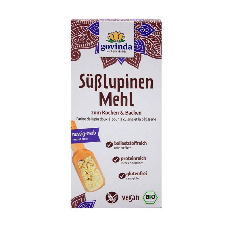 Farine de Lupin BIO doux - Riche en fibres et protéines, sans gluten - 300g - Govinda