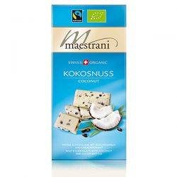 Chocolat blanc aux noix de coco, au lait Suisse, Bio & équitable - 80gr - Maestrani