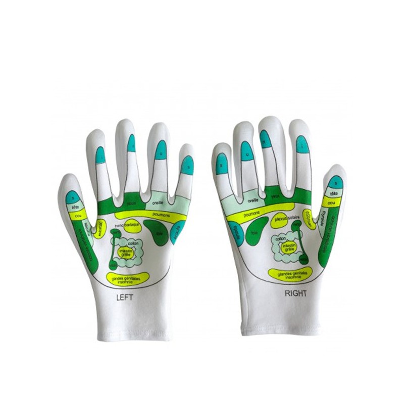 Reflexzonenmassage-Handschuhe, 95% Coton- 5% Elasthan - 1 Paar