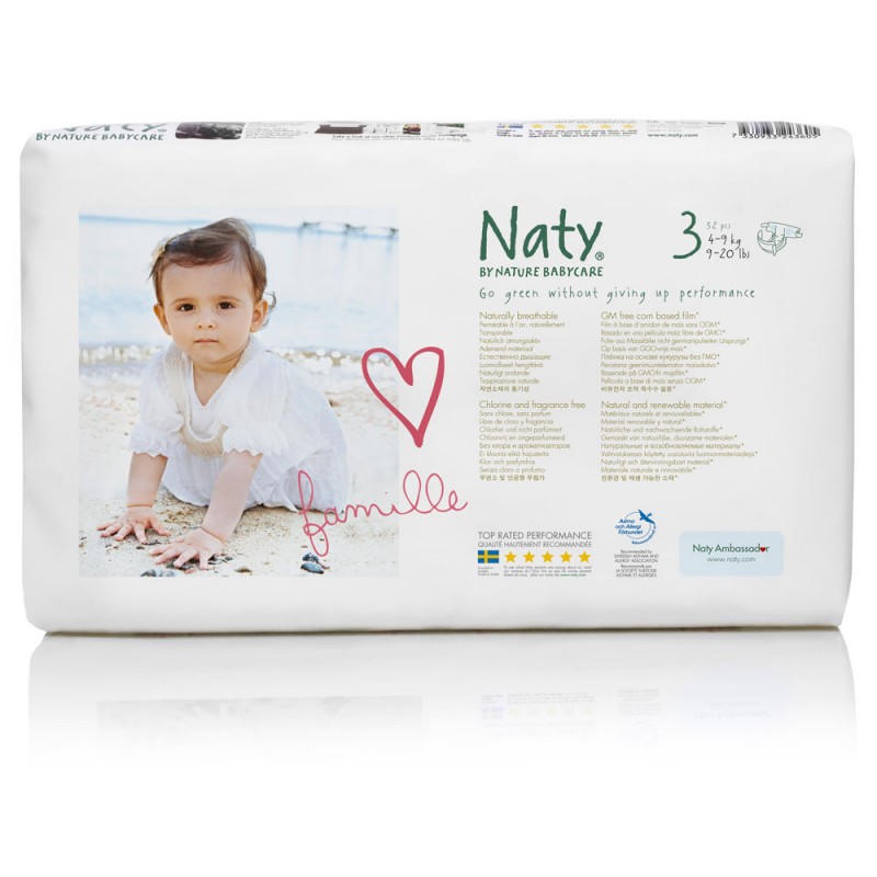 Eco Couches – Taille 3 Midi,  4-9 kg - 52 pcs - Naty