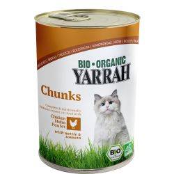 Katzenfutter Bröckchen mit Huhn in der Dose - 405g - Yarrah BIO