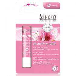 Balsamo per le labbra Beauty & Care, Rosé - Mandorle & burro di cacao Bio - 4,5g - Lavera