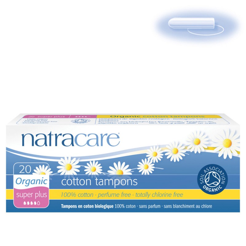 Tamponi di cotone biologica, senza applicatore - Super Plus - Natracare - 20 pezzi