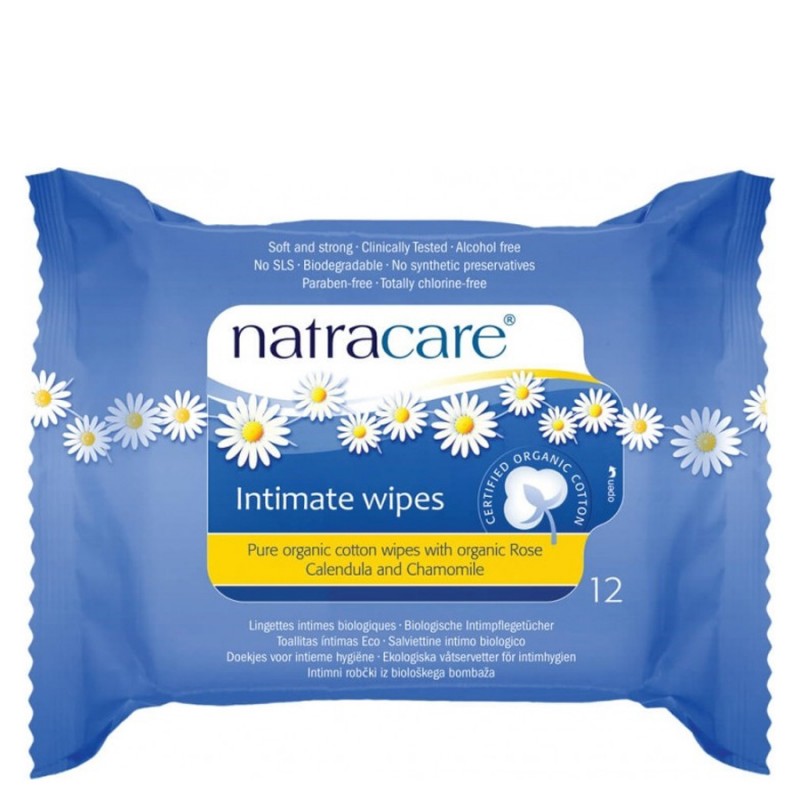 Lingettes intimes BIO - Rose, calendula et camomille - Natracare - 12pces
