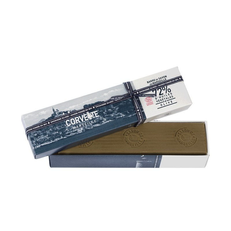 Bar di sapone reale da Marsiglia bio a oliva - 500g - Corvette (Marseille)