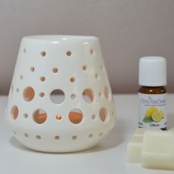 Diffuseur d'huiles essentielles/brûle-parfum à bougie - LOOB, Blanc - ZEN'Arôme