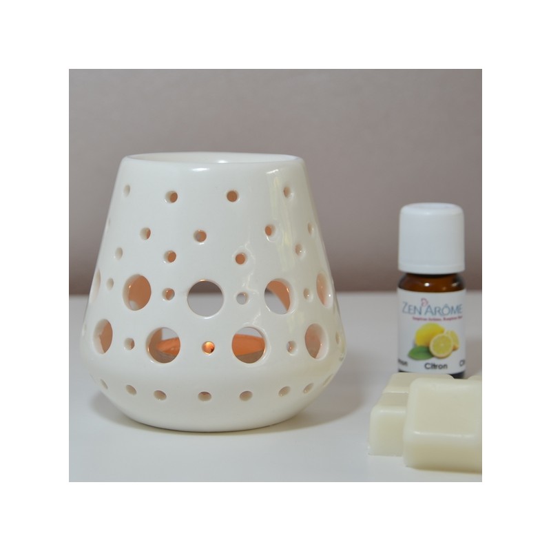 Diffuseur d'huiles essentielles/brûle-parfum à bougie - LOOB, Blanc - ZEN'Arôme