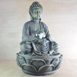 Zimmerbrunnen - Großer Buddha Meditation (mit LED-Beleuchtung und Kugel) - Zen'Light