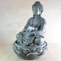 Zimmerbrunnen - Großer Buddha Meditation (mit LED-Beleuchtung und Kugel) - Zen'Light