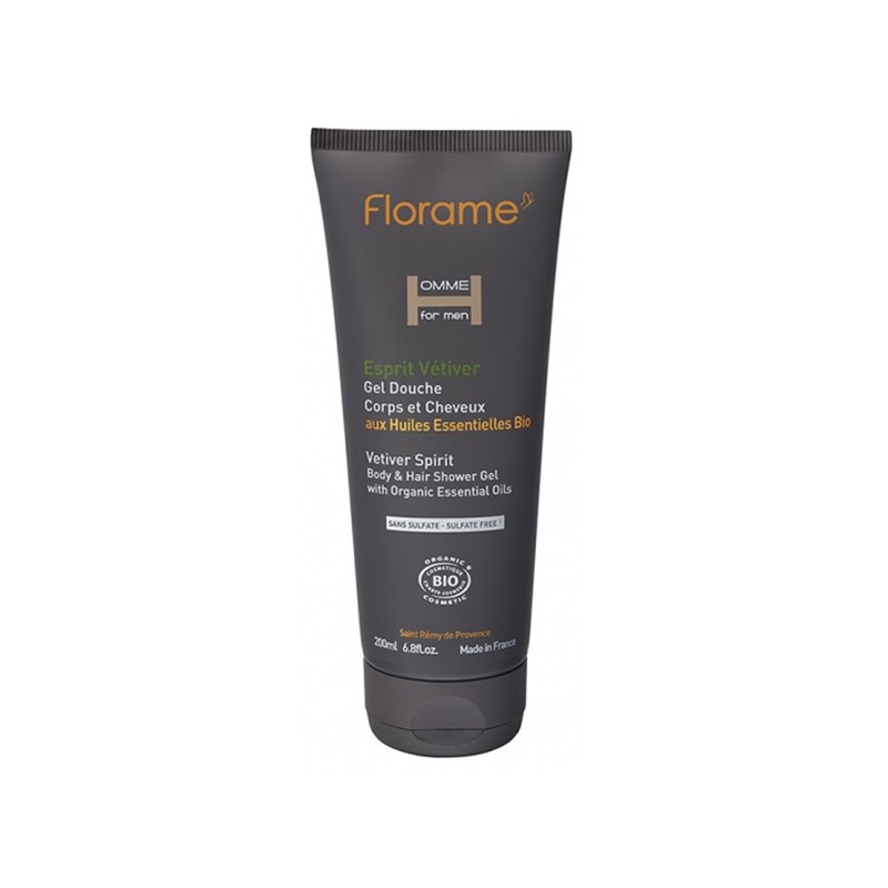 Gel douche pour Homme "Esprit Vetiver" (Corps et cheveux) - 200 ml - Florame