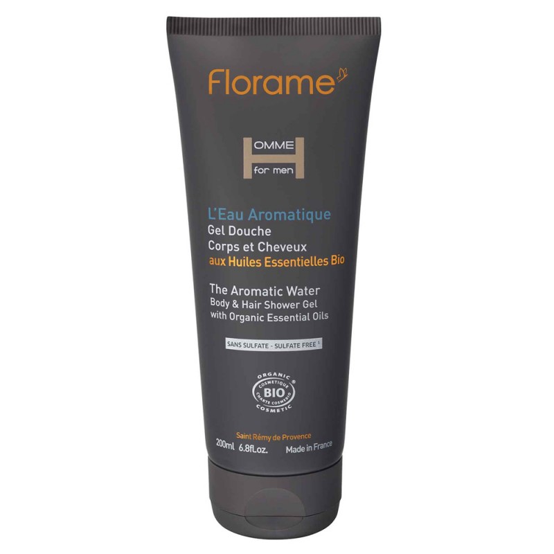 Gel douche pour Homme "L'Eau Aromatique" (Corps et cheveux) - 200 ml - Florame