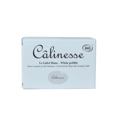 Savon surgras BIO au lait d'ânesse, "Le Galet blanc" (idéal pour bébé) - 100g - Câlinesse