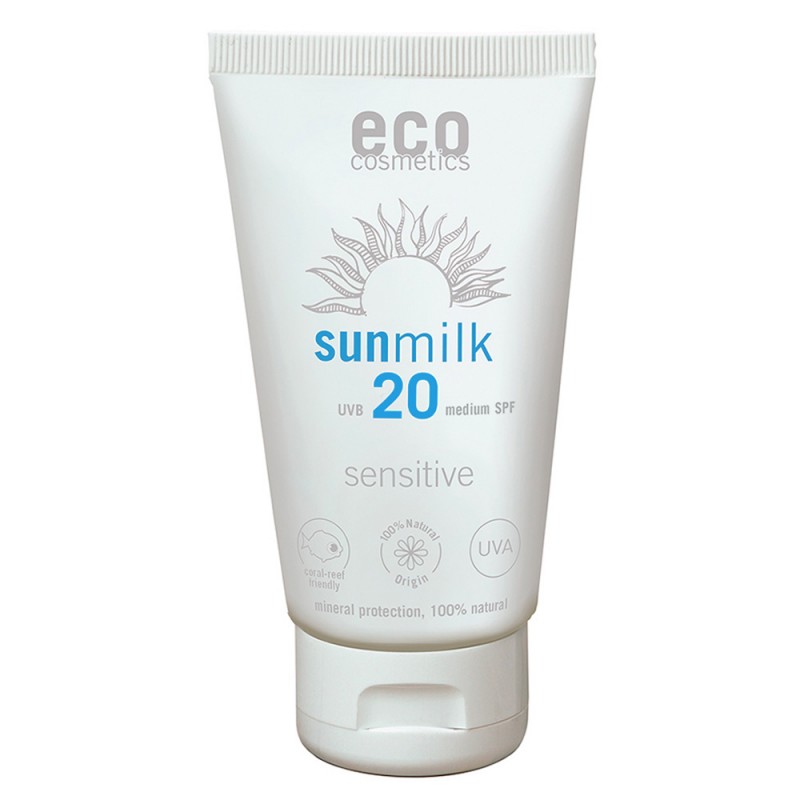 Eco Sonnenmilch sensitive LSF 20, sehr hoher Lichtschutz - 75ml - ECO cosmetics