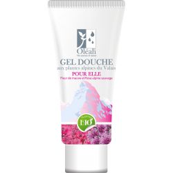 Gel doccia BIOLOGICO con piante alpine vallesane per LEI - Fiori viola e rosa selvatica - 200ml - Oléah