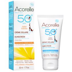 Crème solaire  bébé BIO, 100% d'origine naturelle - Très haute protection SPF 50+ - 50ml - Acorelle