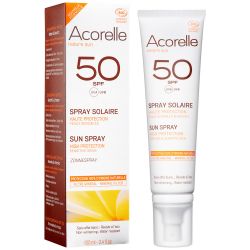 Spray solaire BIO, 100% d'origine naturelle - Haute protection, peaux sensibles SPF 50 - 100ml - Acorelle