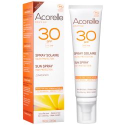 Spray solare organico, 100% origine naturale - Alta protezione SPF 30 - 100ml - Acorelle