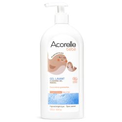 Gel detergente BIOLOGICO per neonati, corpo e capelli - Ipoallergenico e senza sapone - 500ml - Acorelle