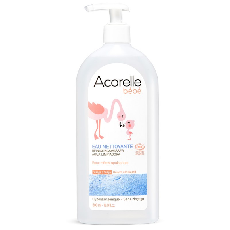 Acqua detergente biologica per neonati, viso e seduta - Ipoallergenico, senza risciacquo - 500ml - Acorelle