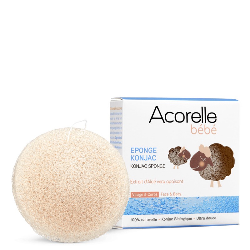 Konjac Baby Schwamm - Körper & Gesicht - Mit Aloe Vera Beruhigungsextrakt  - Acorelle