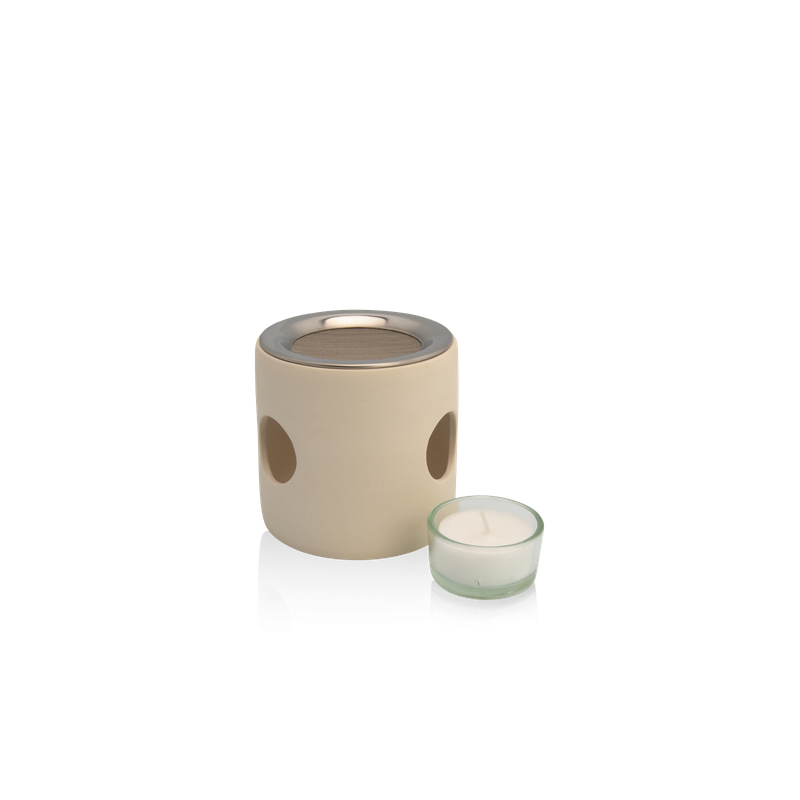 Zylinder Räucherstövchen beige, mit Sieb - 1 Stk. - Farfalla