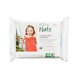 Parfümfreie Baby-Toilettentücher, in der Toilette entsorgbar, 100% biologisch abbaubar - 42 Stück - ECO by Naty