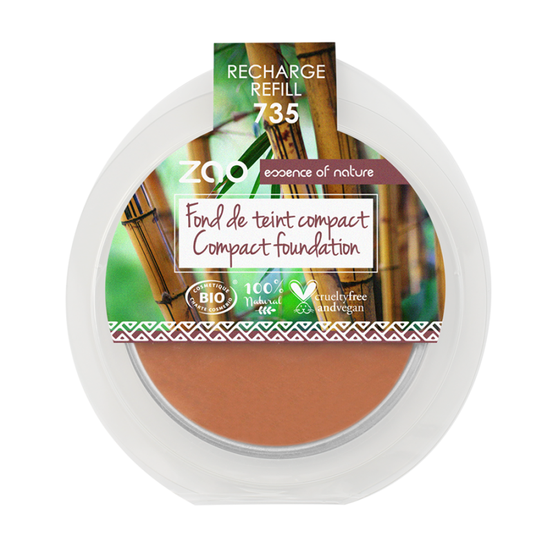 Recharge - Fond de teint compact - Compact Foundation - N°735, Chocolat - 7,5g - Zao Make-up﻿