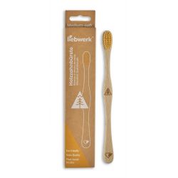Brosse à dents en hêtre Suisse et poils naturels en ricine, "Conifère" Medium-Soft - 1pce - Liebwerk