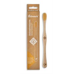 Brosse à dents en hêtre Suisse et poils naturels en ricine, "Feuillu" Medium-Soft - 1pce - Liebwerk