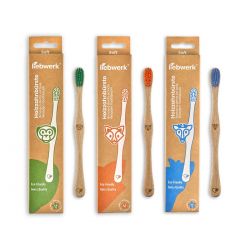 Brosse à dents KIDS (Enfants) en hêtre Suisse, Singe vert, Soft - 1pce - Liebwerk