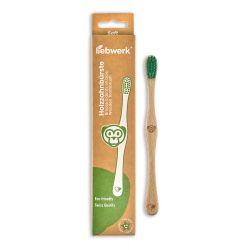 Brosse à dents KIDS (Enfants) en hêtre Suisse, Singe vert, Soft - 1pce - Liebwerk