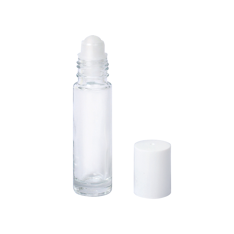 Flacon Roll-on en verre, complet (avec boule et fermeture blanche) - 1x 10ml
