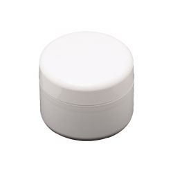 Pots à crème en PP Blanc brillant, complet (avec disque et couvercle) - 1x 15ml