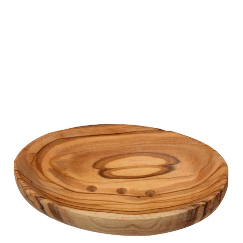 Porte savonnette ovale en bois d'olivier - 9x6cm - Anaé