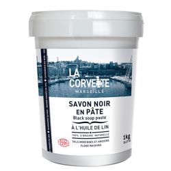Pasta di sapone nero biologico, con olio di lino - 1kg - La Corvette (Marseille)