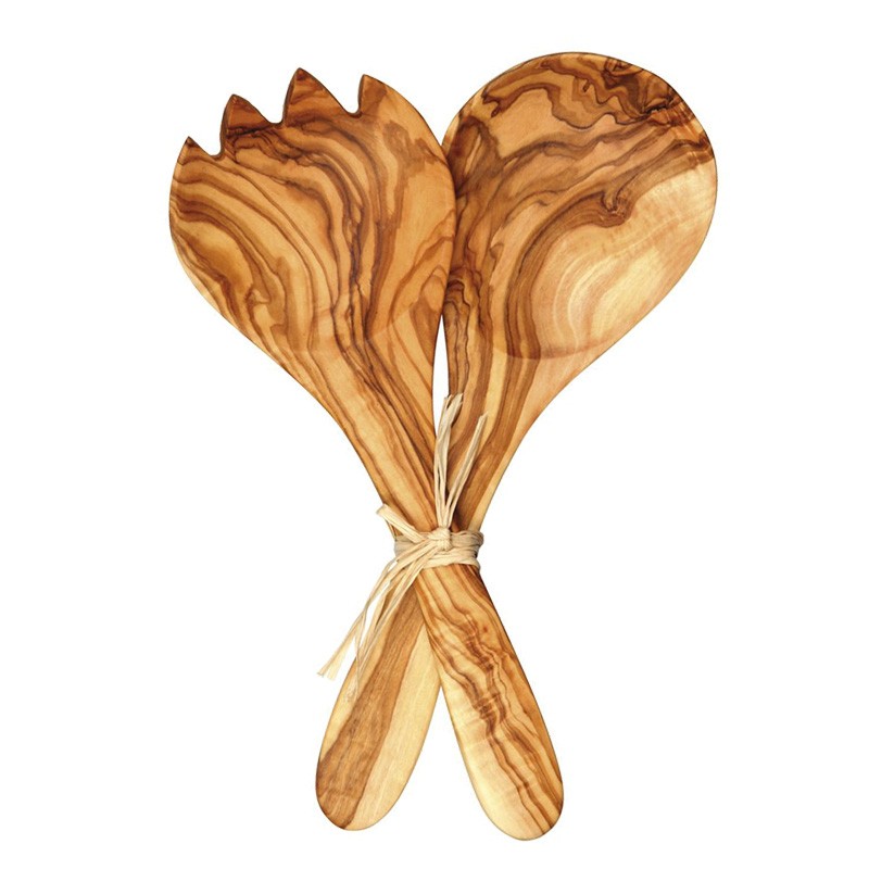 Grande set per insalata in legno d'ulivo olivo - 26cm - Ah Table