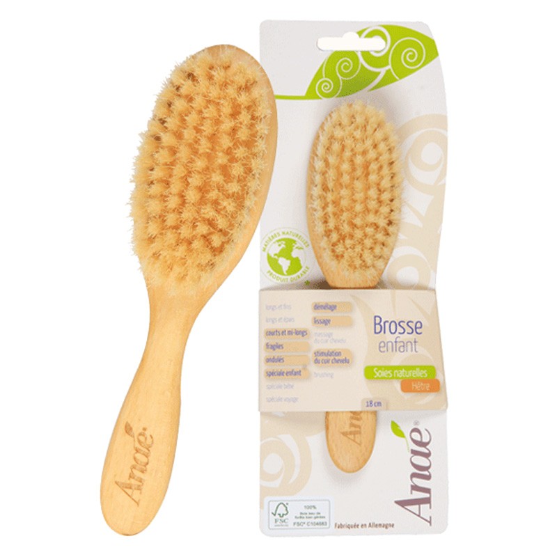 Brosse à cheveux pour enfants en bois de hêtre FSC - 18cm - Anaé