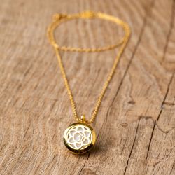 Collana profumata Calicéa in acciaio inossidabile, colore oro, con catena di 70cm - Innozbiz