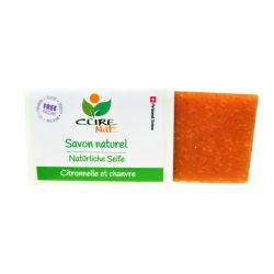 Savon artisanal naturel Suisse,  Citronnelle et Chanvre - 95g - Curenat