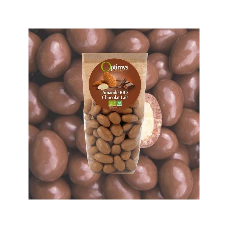 Délice Bio aux amandes enrobés au chocolat au lait - 150g - Optimys