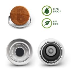 Bottiglia isotermica in acciaio inox con tappo in bambù - MOD - Bambaw