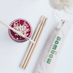 Set de pailles en bambou réutilisable, MOD + housse + brosse - Bambaw