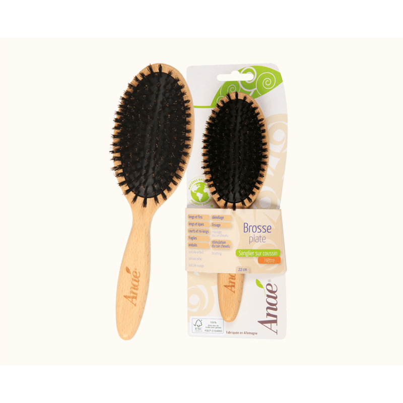 Flachpinsel aus Buche, mit Latexkissen und mit Wildschweinhaaren - 22cm - Anaé