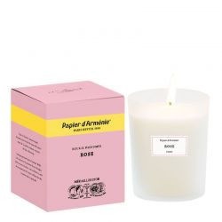 Bougie en cire végétale et mèche coton, Rose - 220g, environ 50h de combustion - Papier d'Arménie®
