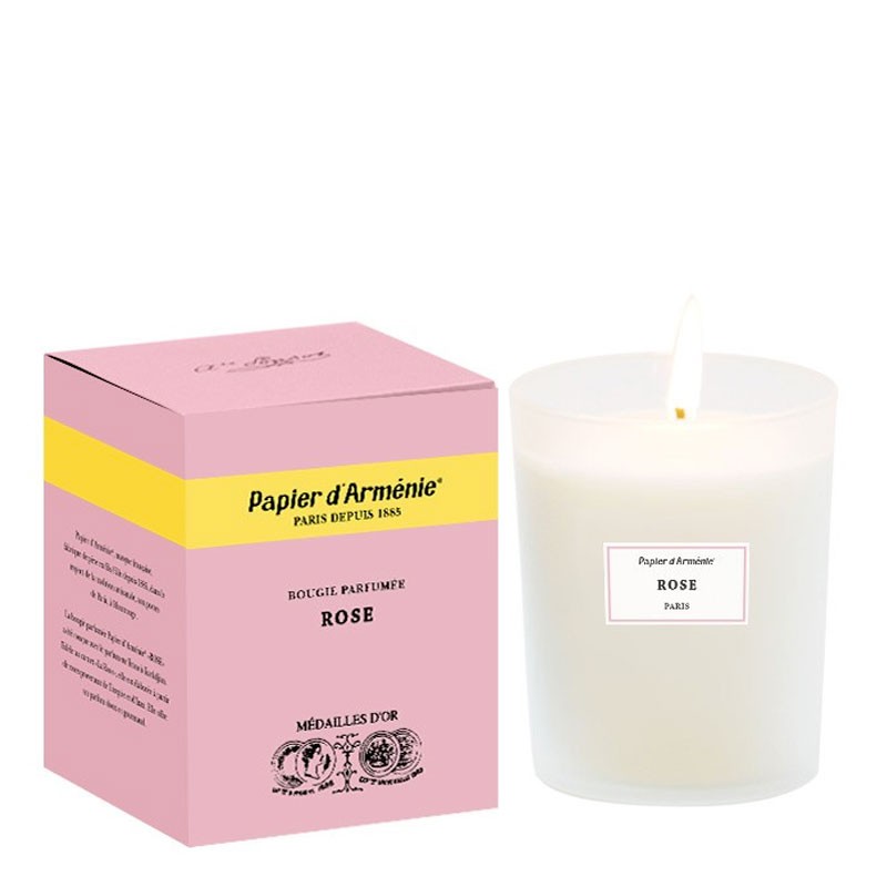 Kerze aus pflanzlichem Wachs und Baumwolldocht, Rose - 220g, ca. 50h Brenndauer - Papier d'Arménie®